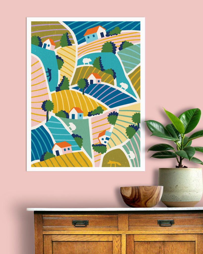 Morning Fields art poster design by Heleen van den Thillart
